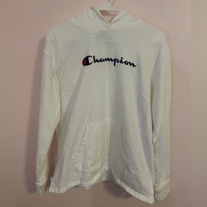 White champion t shirt hoodie